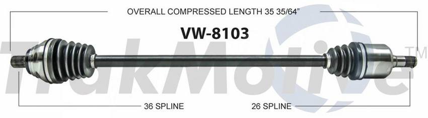 Audi VW CV Axle Shaft - Front Passenger Side - Aftermarket VW8103